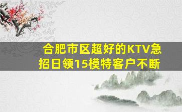 合肥市区超好的KTV急招日领15模特客户不断